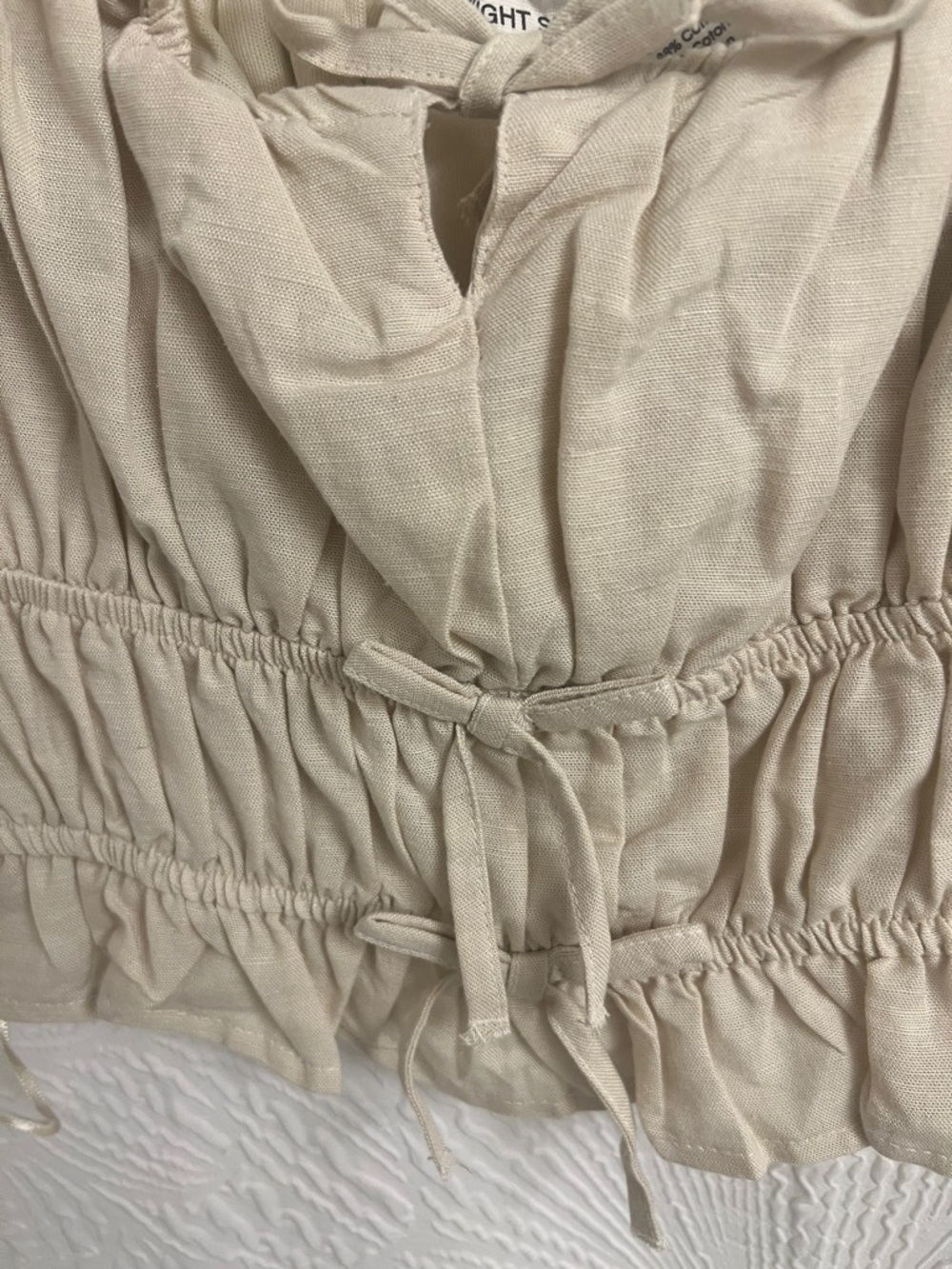 Cream Ruched Drawstring Cami Top - Picture 5 of 8